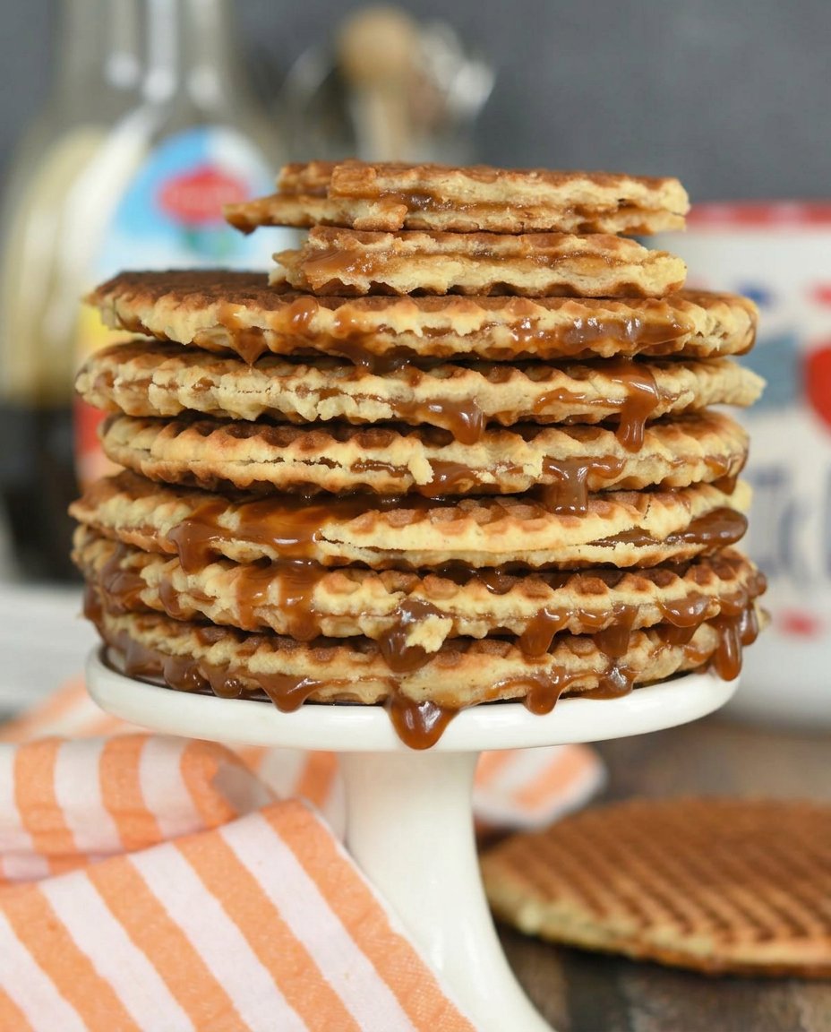 A stroopwafel cookie resting on top of a ceramic coffee mug to warm the center.