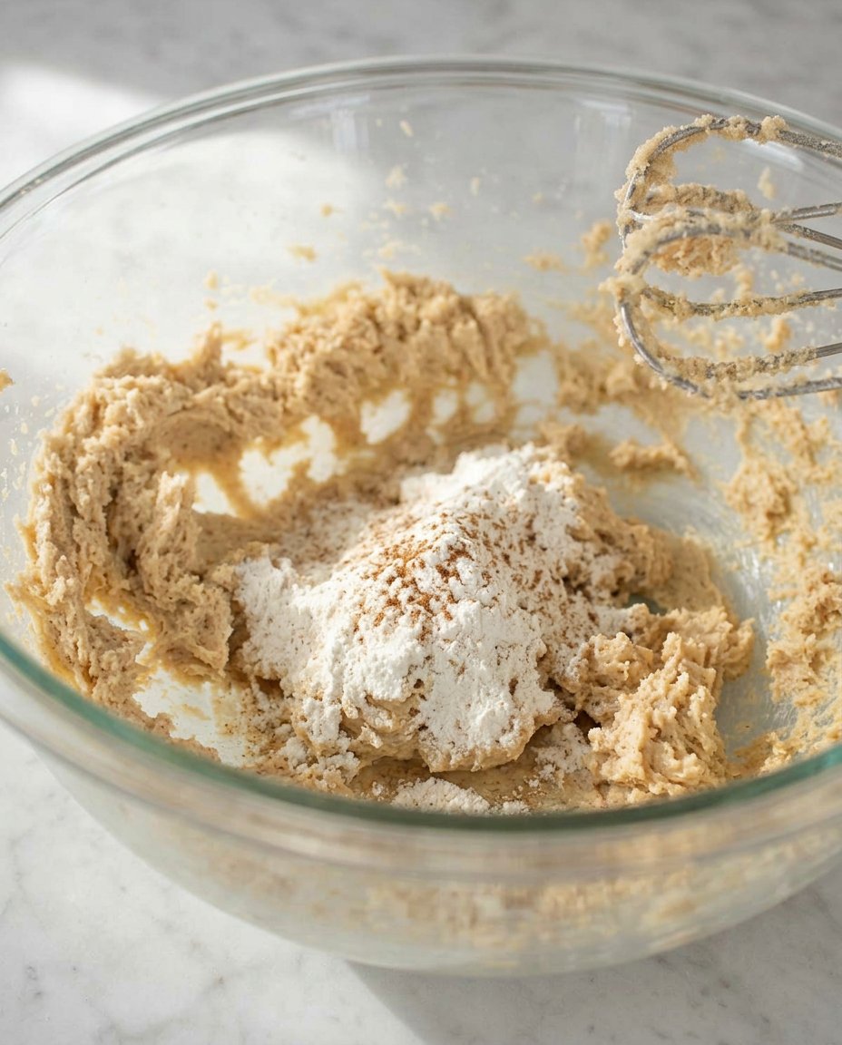 Ingredients for chai snickerdoodles including flour, butter, sugar, and various spices like cardamom and ginger.