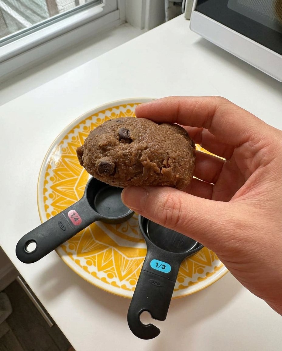 Bowls of chocolate chips flour butter and sugar on a kitchen counter.