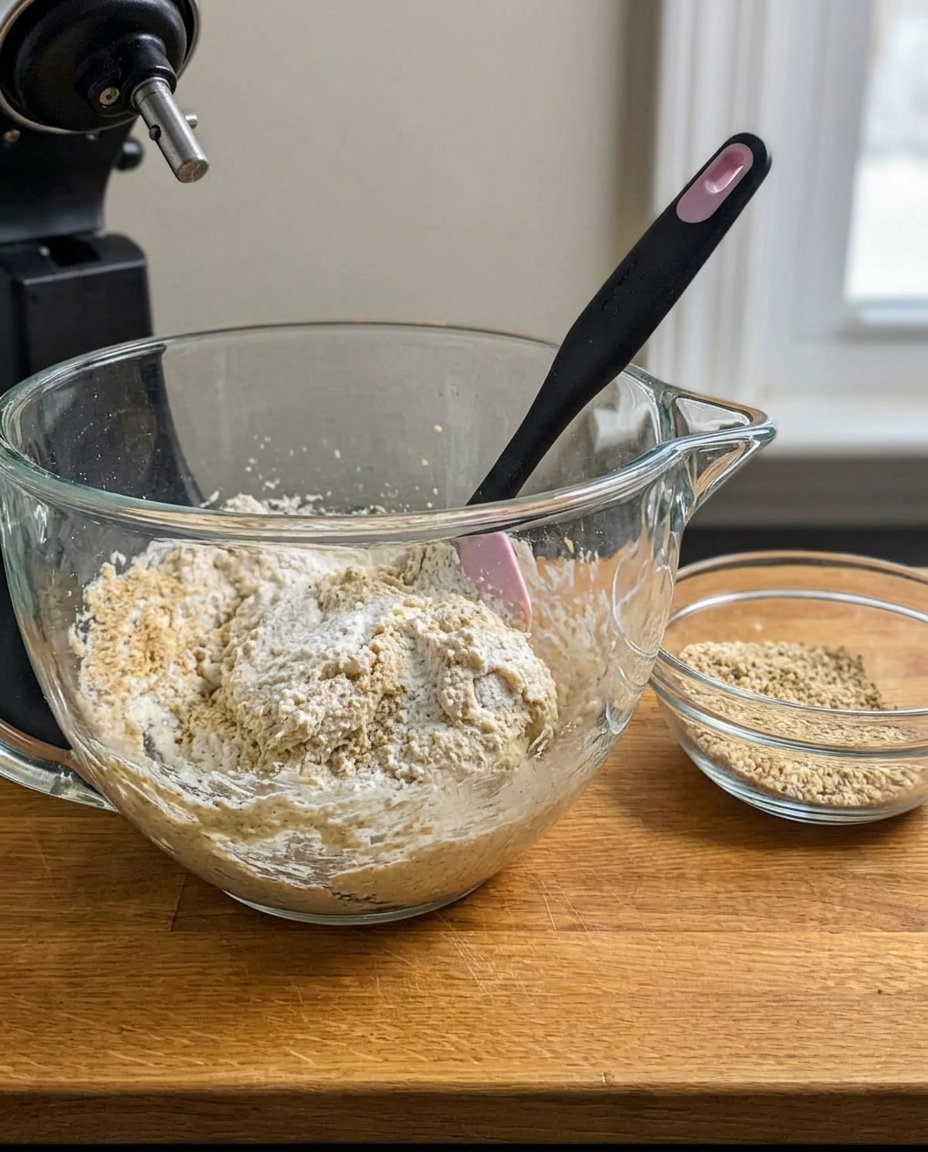 Ingredients for vegan shortbread including flour, powdered sugar, and vegan butter.