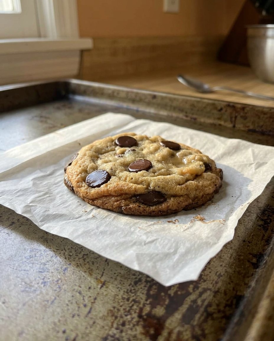 Soft and chewy cookies with dark chocolate chunks on a cooling rack