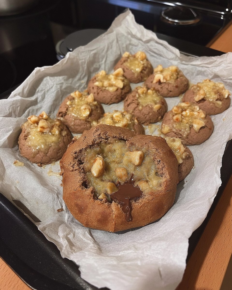 Soft chocolate hazelnut linzer cookies with cutout centers and sparkling sugar
