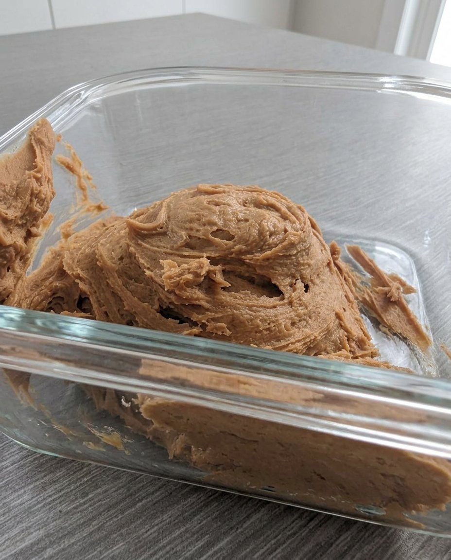 Homemade sugar free peanut butter in a glass jar showing a smooth creamy texture