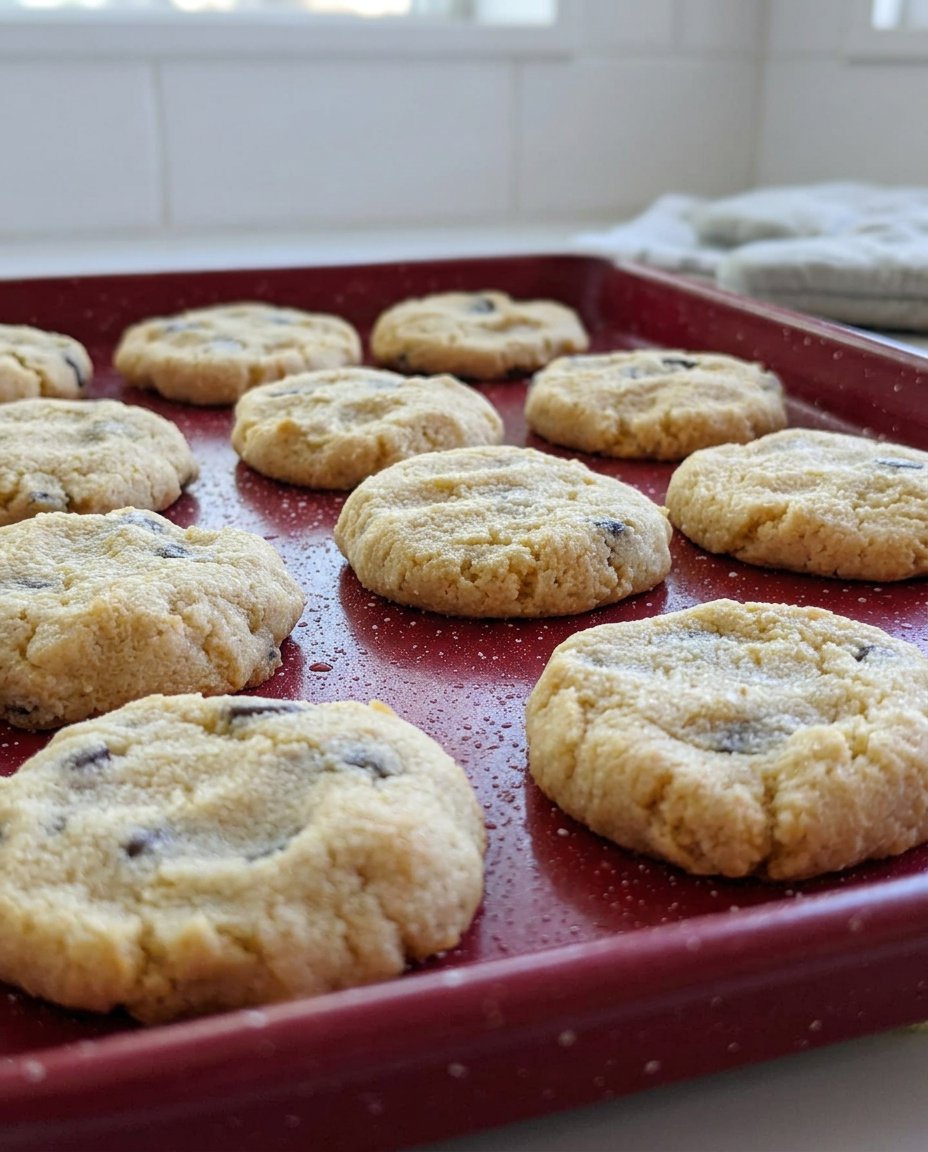 Soft chewy keto chocolate chip cookies inside a vintage glass jar