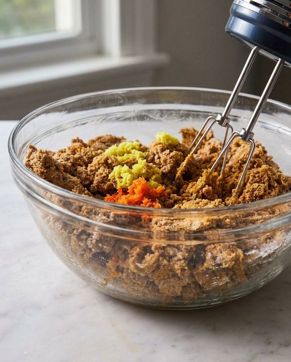 Ingredients for hermit cookies including whole wheat flour and ground spices