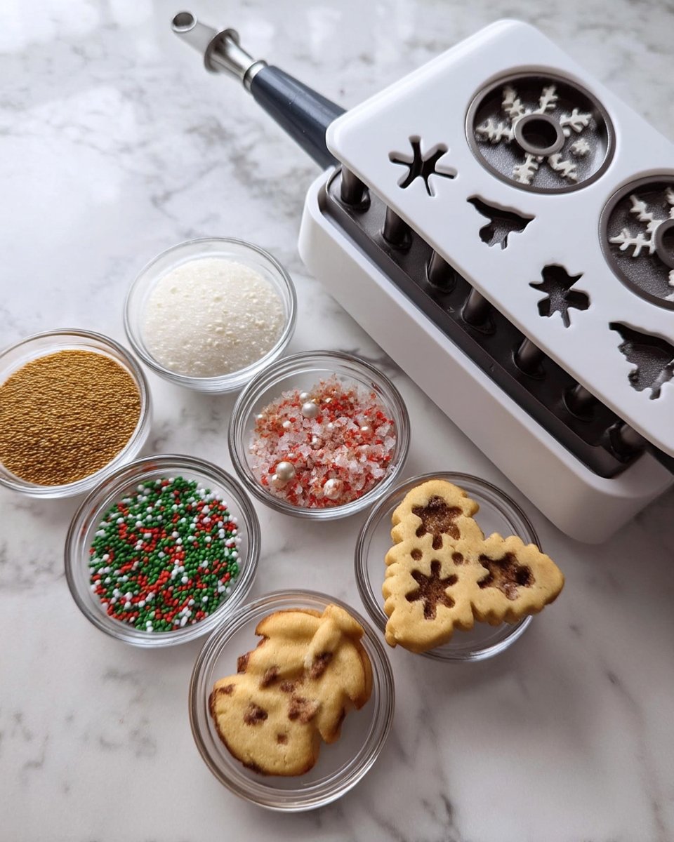 Ingredients for spritz cookies including butter, sugar, eggs, and flour.