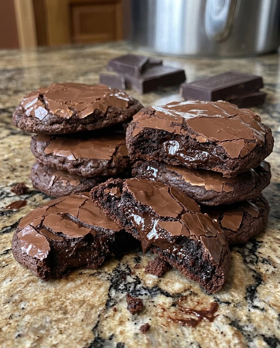 A stack of three Nutella cookies next to a tall glass of cold milk.