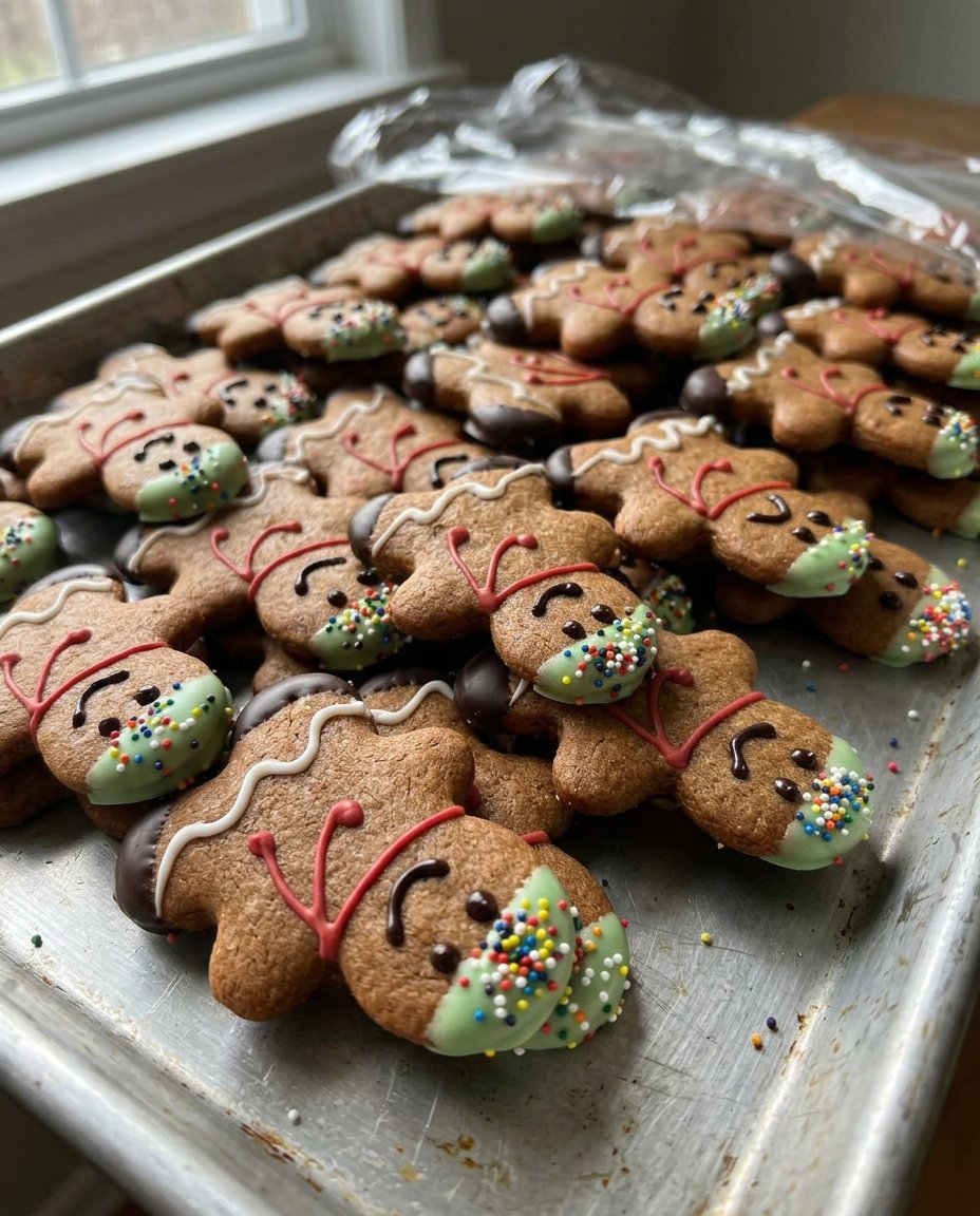 A pile of pistachio chocolate chip cookies in a vintage glass jar