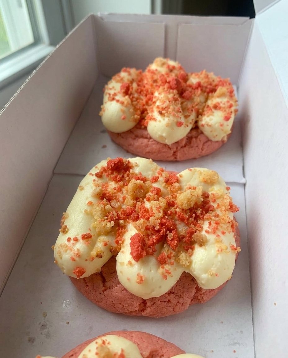 A stack of thick chocolate chip cookies on a wire cooling rack with a vintage kitchen background.