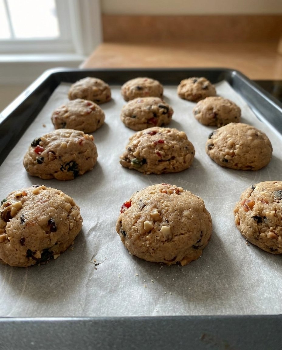 Old-fashioned hermit cookies with white icing resting on a wire cooling rack
