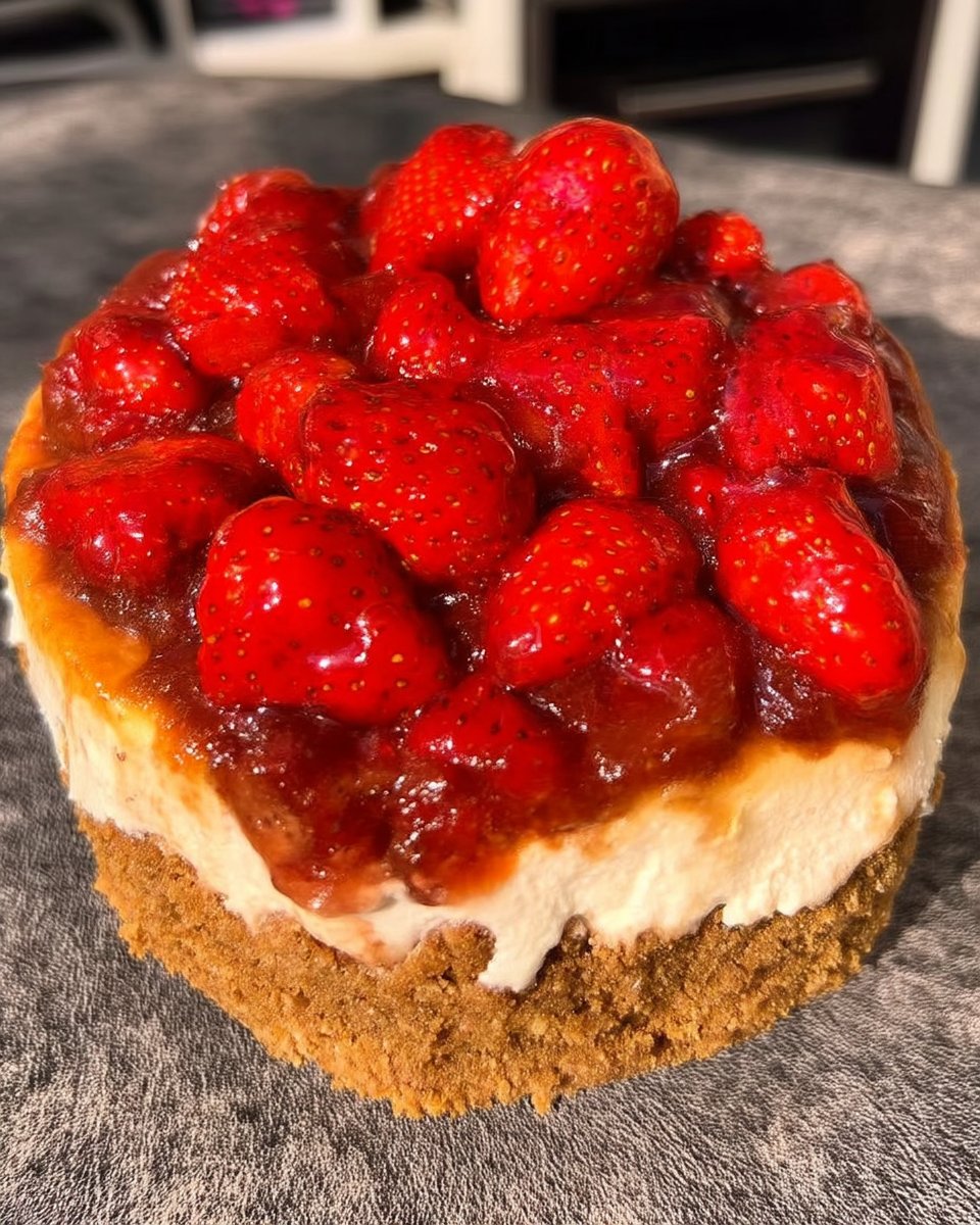 A nostalgic keto strawberry upside down cake on a vintage plate