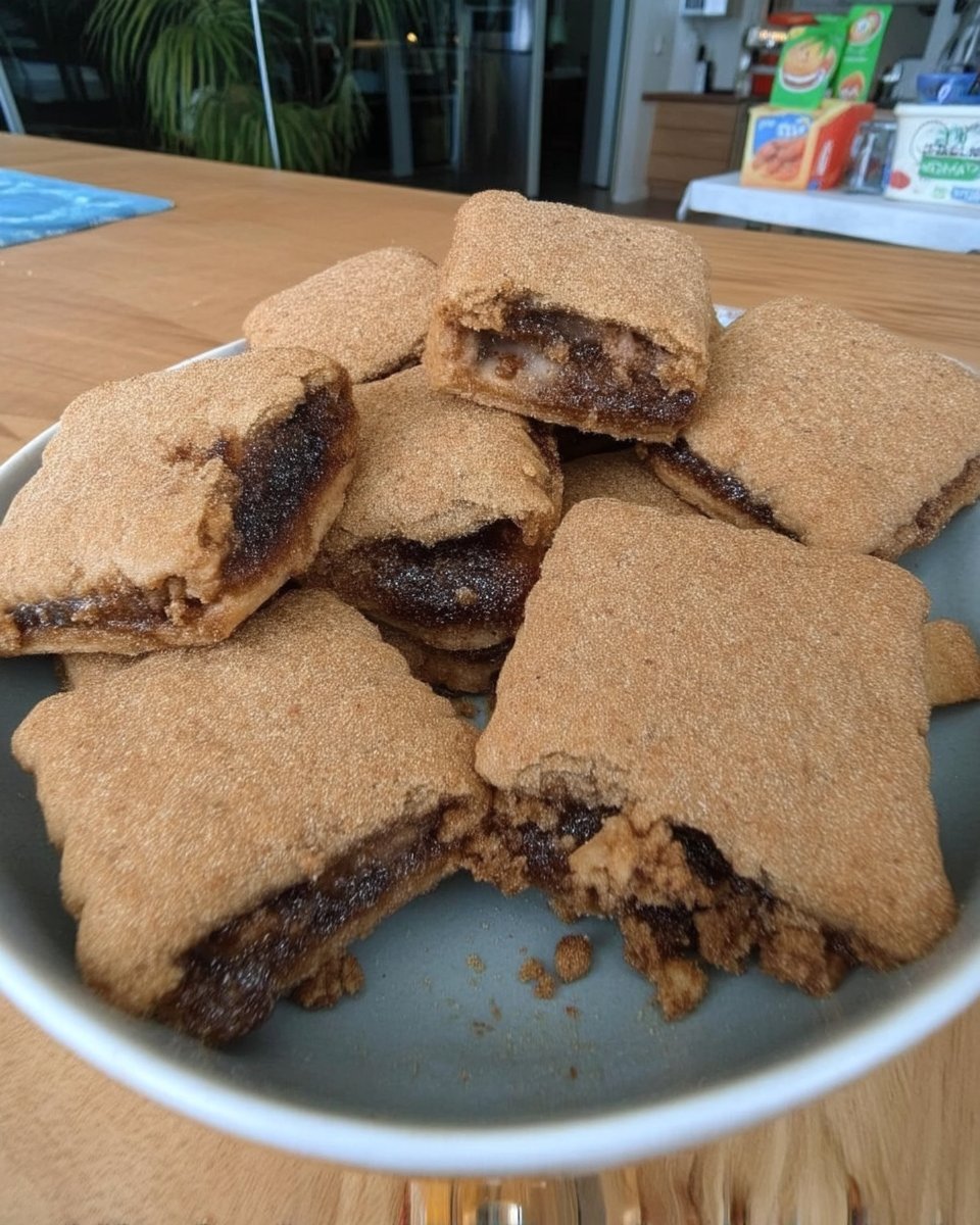 Homemade strawberry newton cookies cooling on a wire rack in a nostalgic kitchen