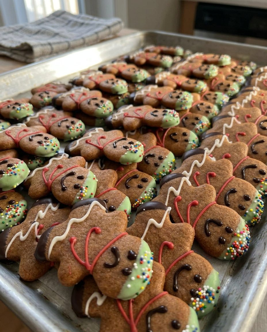 Freshly baked Thanksgiving cookies with dark chocolate and pistachios