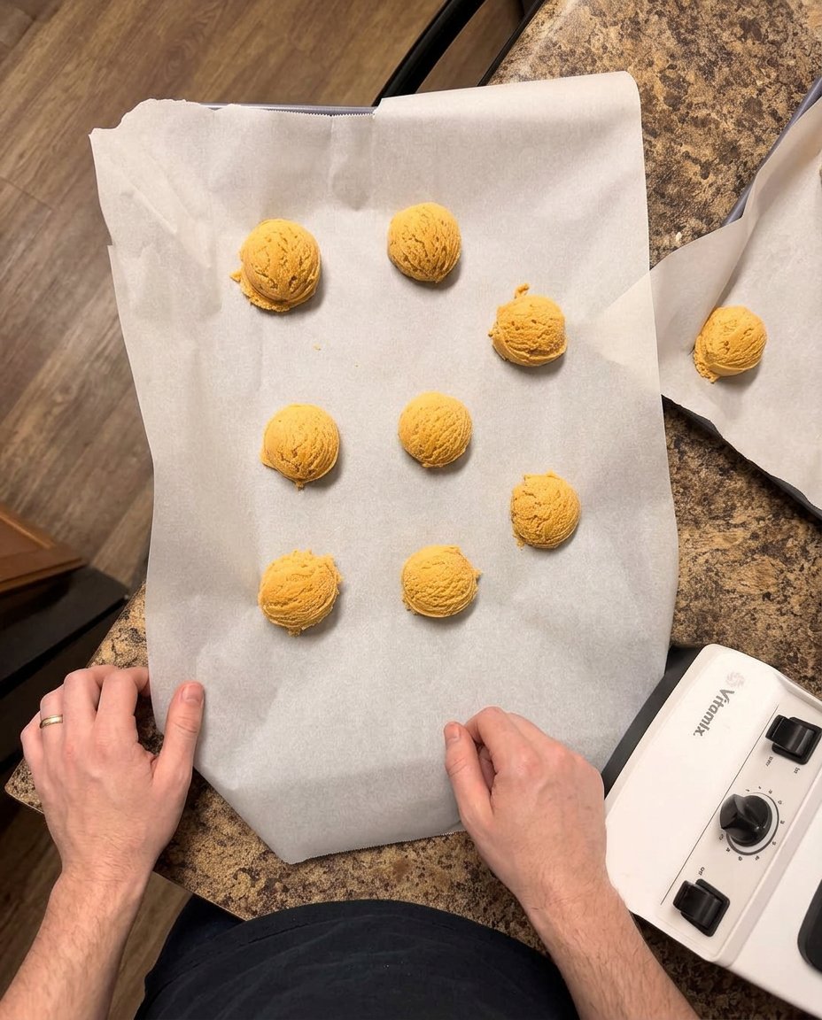 Peanut butter, sugar, and an egg ready to be mixed for cookies