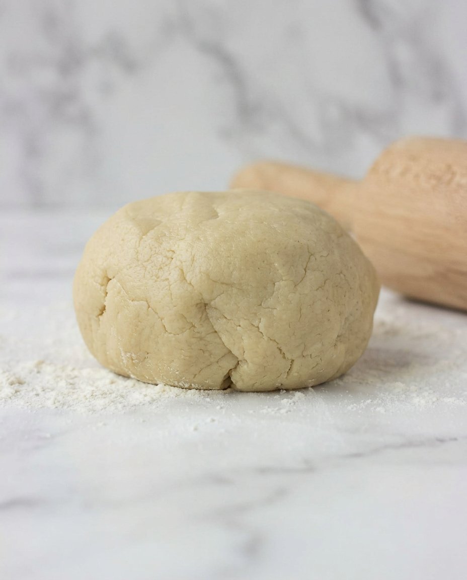 Ingredients for vegan sugar cookies including flour sugar and vanilla on a wooden table